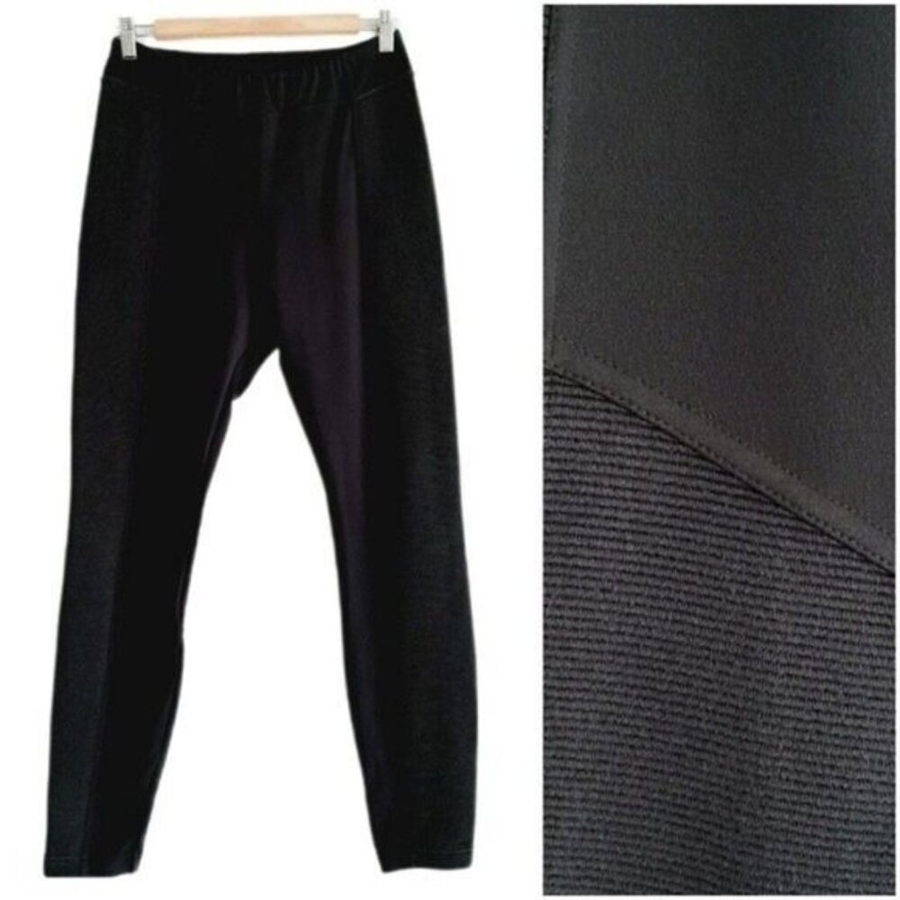 LOLË Athletic Ribbed Panels Tonal Leggings Black Sz M